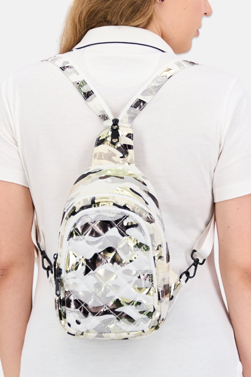 Sol and Selene Women All Over Printed Mini Backpack 17 L x 25 H x 5 W cm, Cream - Image 2